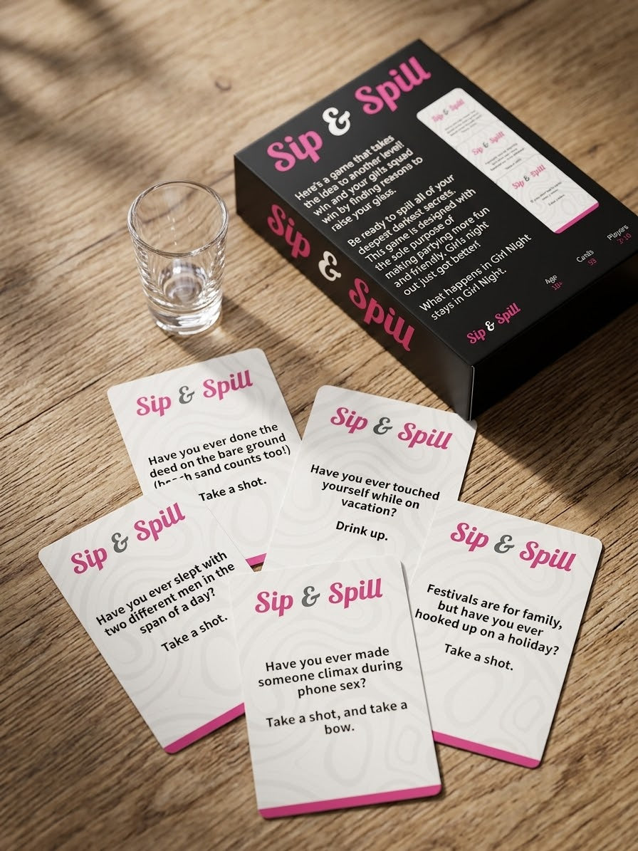 Sip & Spill Girls Party Card Game Drinking Truth or Dare Never Have I Ever Most Likely to!